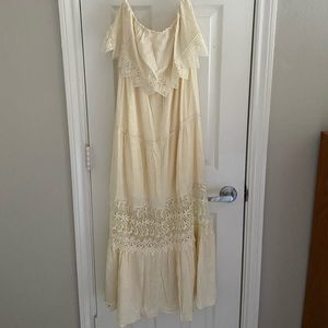 Never in a Hurry Cream Maxi Dress Small